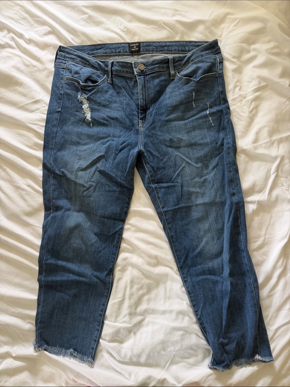 Just Black Dark Blue Cropped Distressed Jeans